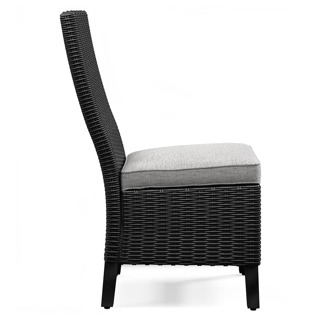 Beachcroft Black/Light Gray Outdoor Side Chair with Cushion