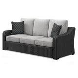 Beachcroft Black/Light Gray Outdoor Sofa with Cushion