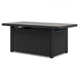 Beachcroft Black/Light Gray 3-Piece Outdoor Sectional with Fire Pit Table by Ashley at Eve Furniture