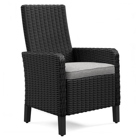 Beachcroft Black/Light Gray Outdoor Arm Chair with Cushion by Ashley at Eve Furniture