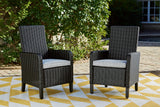 Beachcroft Black/Light Gray Outdoor Arm Chair with Cushion by Ashley at Eve Furniture