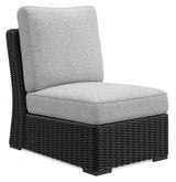 Beachcroft Black/Light Gray Outdoor Armless Chair by Ashley at Eve Furniture