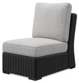 Beachcroft Black/Light Gray Outdoor Armless Chair by Ashley at Eve Furniture