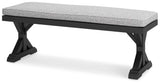 Beachcroft Black/Light Gray Outdoor Bench with Cushion by Ashley at Eve Furniture
