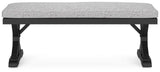 Beachcroft Black/Light Gray Outdoor Bench with Cushion by Ashley at Eve Furniture