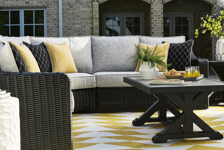 Beachcroft Black/Light Gray Outdoor Coffee Table by Ashley at Eve Furniture