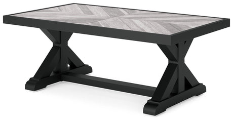 Beachcroft Black/Light Gray Outdoor Coffee Table by Ashley at Eve Furniture