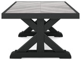 Beachcroft Black/Light Gray Outdoor Coffee Table by Ashley at Eve Furniture