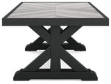 Beachcroft Black/Light Gray Outdoor Coffee Table by Ashley at Eve Furniture