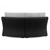 Beachcroft Black/Light Gray Outdoor Curved Corner Chair by Ashley at Eve Furniture