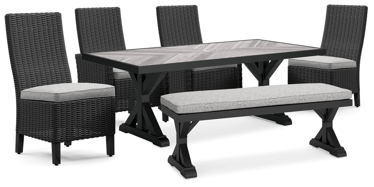 Beachcroft Black/Light Gray Outdoor Dining Set by Ashley at Eve Furniture