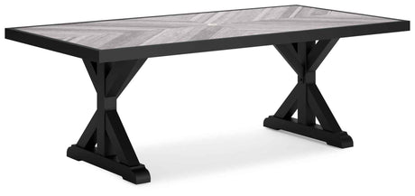 Beachcroft Black/Light Gray Outdoor Dining Table and 4 Chairs by Ashley at Eve Furniture