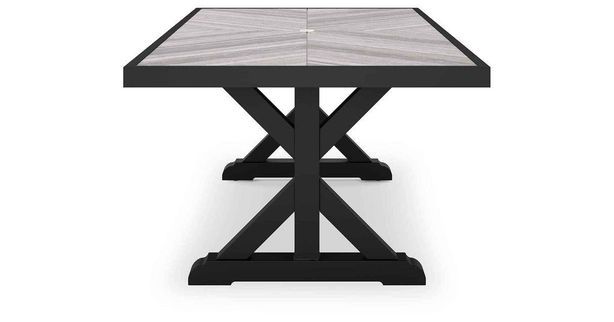 Beachcroft Black/Light Gray Outdoor Dining Table and 4 Chairs by Ashley at Eve Furniture