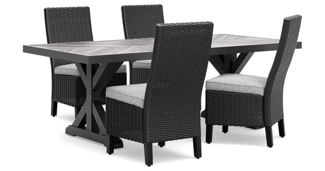 Beachcroft Black/Light Gray Outdoor Dining Table and 4 Chairs by Ashley at Eve Furniture