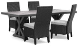 Beachcroft Black/Light Gray Outdoor Dining Table and 4 Chairs by Ashley at Eve Furniture