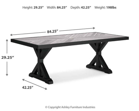 Beachcroft Black/Light Gray Outdoor Dining Table and 4 Chairs by Ashley at Eve Furniture