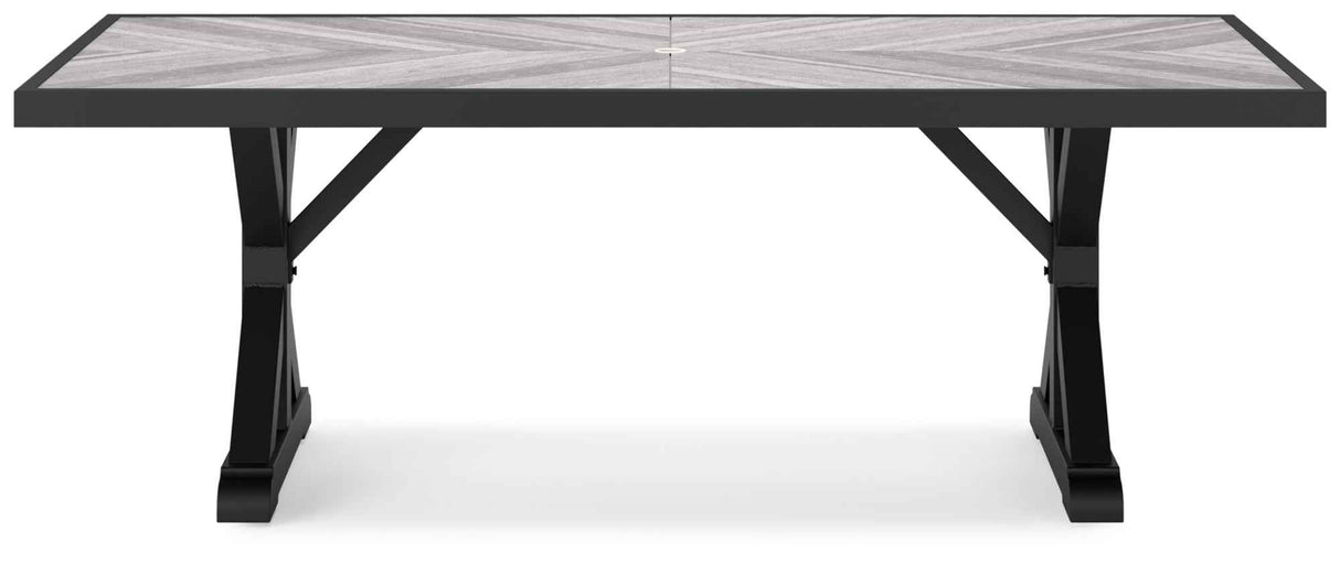 Beachcroft Black/Light Gray Outdoor Dining Table and 4 Chairs by Ashley at Eve Furniture