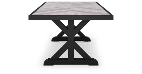 Beachcroft Black/Light Gray Outdoor Dining Table and 6 Chairs by Ashley at Eve Furniture