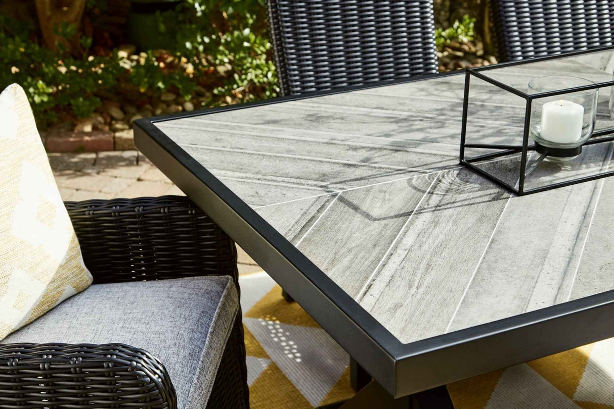 Beachcroft Black/Light Gray Outdoor Dining Table and 6 Chairs by Ashley at Eve Furniture