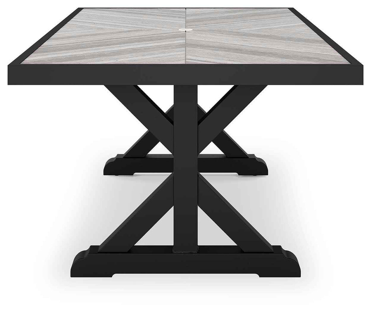 Beachcroft Black/Light Gray Outdoor Dining Table and 6 Chairs by Ashley at Eve Furniture