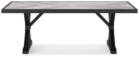Beachcroft Black/Light Gray Outdoor Dining Table and 6 Chairs by Ashley at Eve Furniture