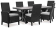 Beachcroft Black/Light Gray Outdoor Dining Table and 6 Chairs by Ashley at Eve Furniture