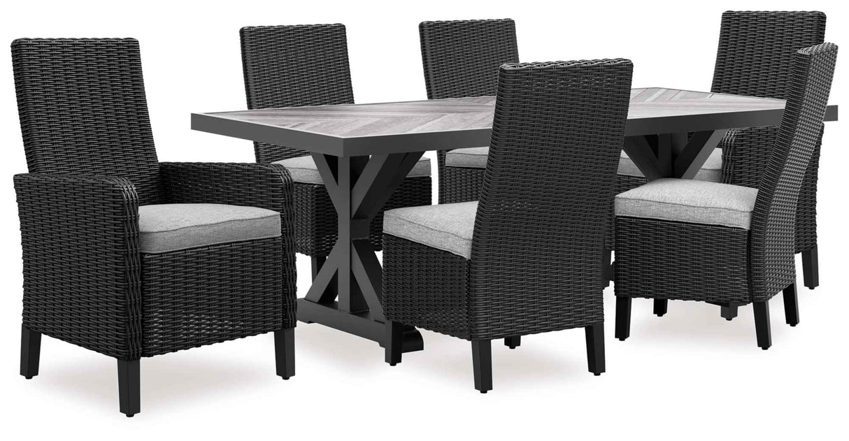 Beachcroft Black/Light Gray Outdoor Dining Table and 6 Chairs by Ashley at Eve Furniture