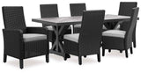 Beachcroft Black/Light Gray Outdoor Dining Table and 6 Chairs by Ashley at Eve Furniture