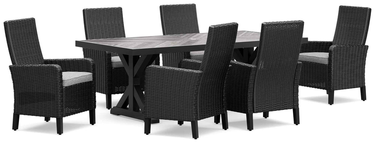 Beachcroft Black/Light Gray Outdoor Dining Table and 6 Chairs by Ashley at Eve Furniture