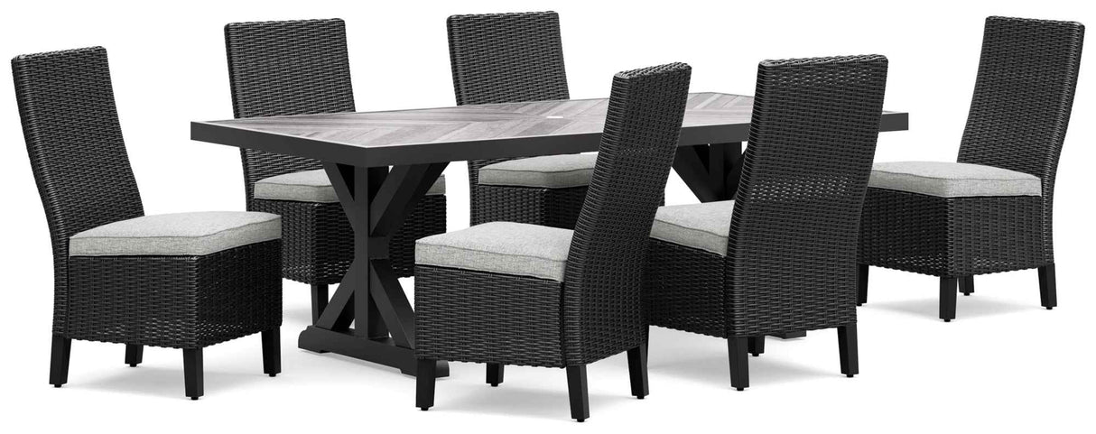 Beachcroft Black/Light Gray Outdoor Dining Table and 6 Chairs by Ashley at Eve Furniture