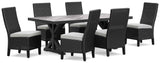Beachcroft Black/Light Gray Outdoor Dining Table and 6 Chairs by Ashley at Eve Furniture