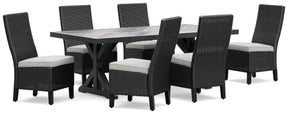 Beachcroft Black/Light Gray Outdoor Dining Table and 6 Chairs by Ashley at Eve Furniture