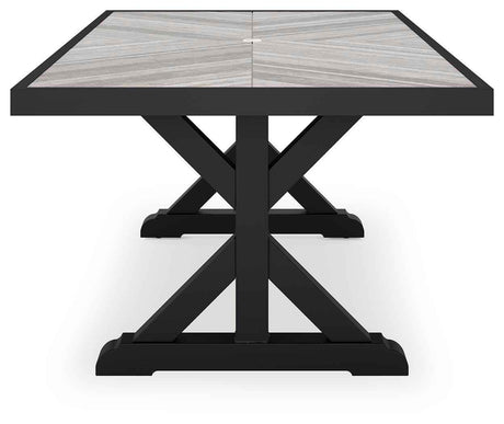 Beachcroft Black/Light Gray Outdoor Dining Table by Ashley at Eve Furniture