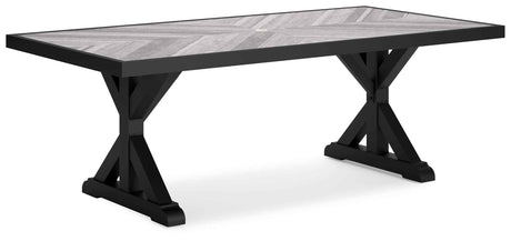 Beachcroft Black/Light Gray Outdoor Dining Table by Ashley at Eve Furniture