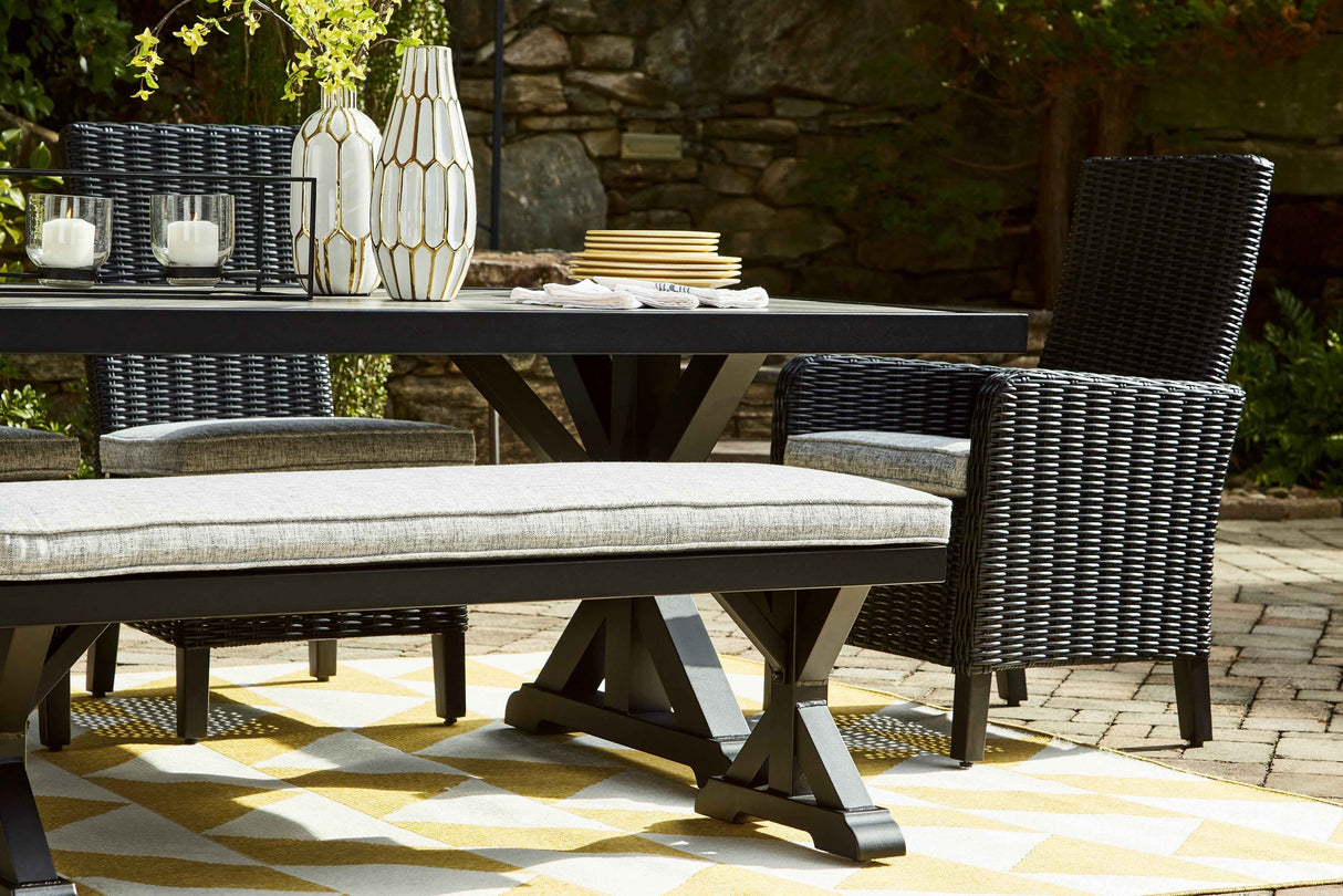Beachcroft Black/Light Gray Outdoor Dining Table by Ashley at Eve Furniture