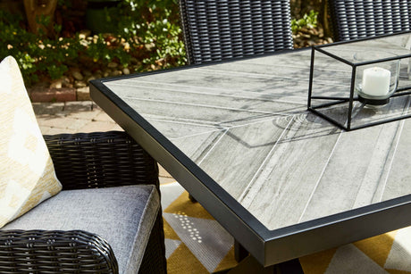 Beachcroft Black/Light Gray Outdoor Dining Table by Ashley at Eve Furniture