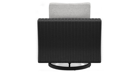 Beachcroft Black/Light Gray Outdoor Fire Pit Table and 4 Chairs by Ashley at Eve Furniture