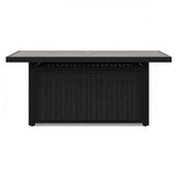 Beachcroft Black/Light Gray Outdoor Fire Pit Table and 4 Chairs by Ashley at Eve Furniture