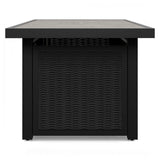 Beachcroft Black/Light Gray Outdoor Fire Pit Table and 4 Chairs by Ashley at Eve Furniture