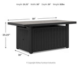 Beachcroft Black/Light Gray Outdoor Fire Pit Table and 4 Chairs by Ashley at Eve Furniture