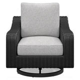 Beachcroft Black/Light Gray Outdoor Fire Pit Table and 4 Chairs by Ashley at Eve Furniture