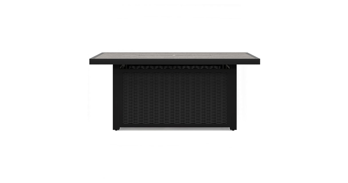 Beachcroft Black/Light Gray Outdoor Fire Pit Table and 4 Chairs by Ashley at Eve Furniture
