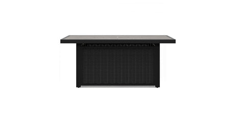 Beachcroft Black/Light Gray Outdoor Fire Pit Table and 4 Chairs by Ashley at Eve Furniture