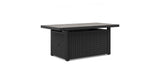 Beachcroft Black/Light Gray Outdoor Fire Pit Table and 4 Chairs by Ashley at Eve Furniture