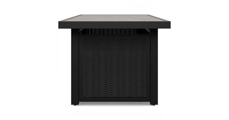 Beachcroft Black/Light Gray Outdoor Fire Pit Table and 4 Chairs by Ashley at Eve Furniture