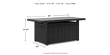 Beachcroft Black/Light Gray Outdoor Fire Pit Table and 4 Chairs by Ashley at Eve Furniture