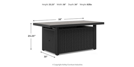 Beachcroft Black/Light Gray Outdoor Fire Pit Table and 4 Chairs by Ashley at Eve Furniture
