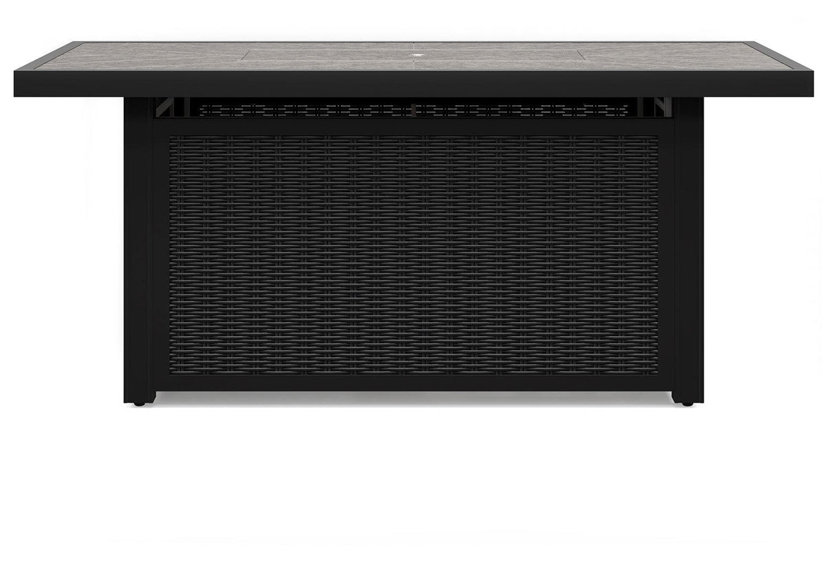 Beachcroft Black/Light Gray Outdoor Fire Pit Table by Ashley at Eve Furniture