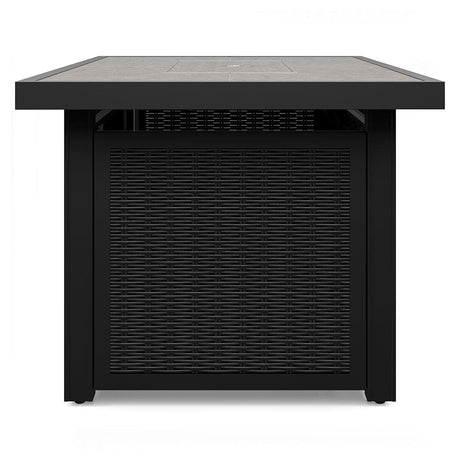 Beachcroft Black/Light Gray Outdoor Fire Pit Table by Ashley at Eve Furniture