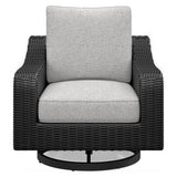 Beachcroft Black/Light Gray Outdoor Swivel Lounge by Ashley at Eve Furniture